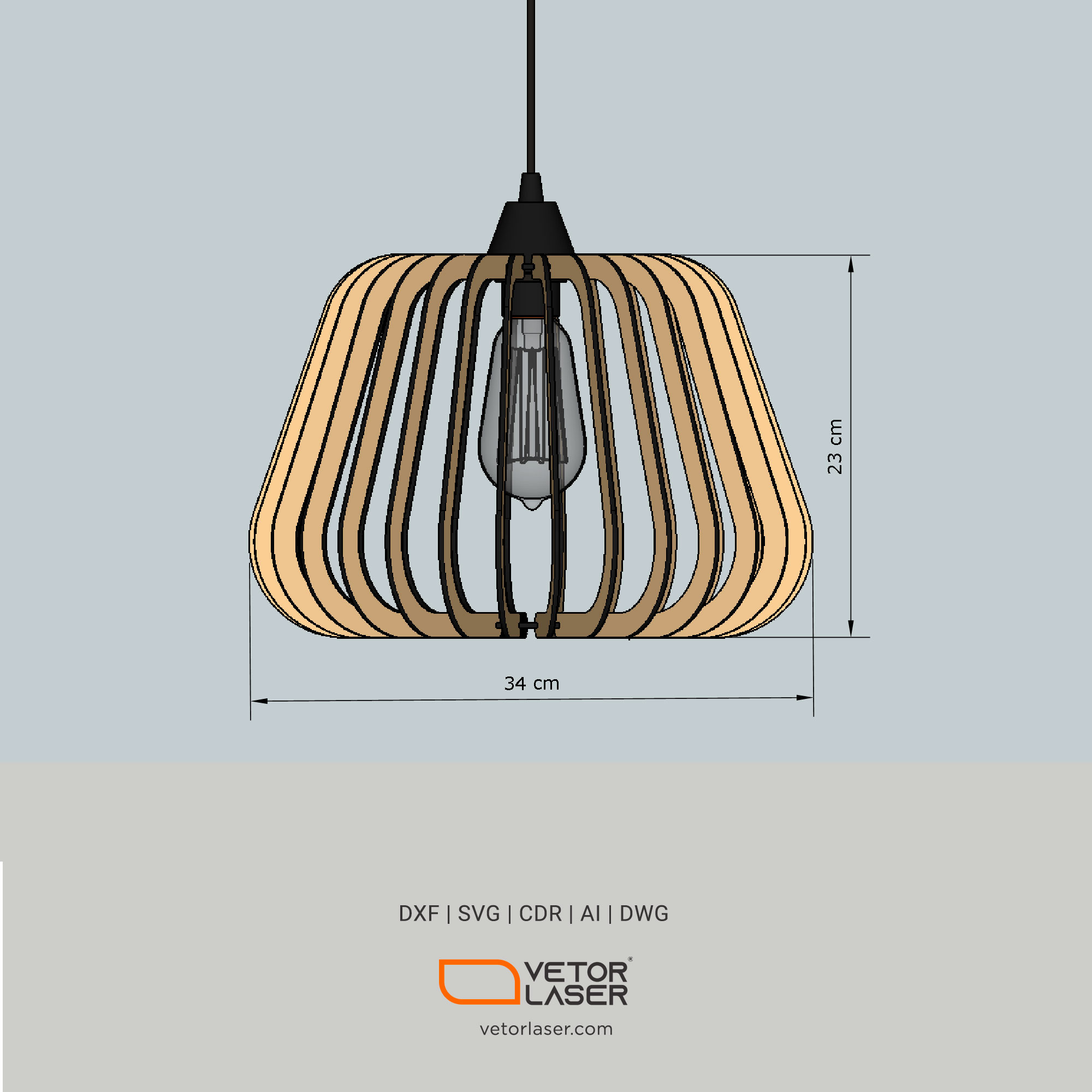 Laser Cutting Design - Pendant Lamp - SVG, DXF File